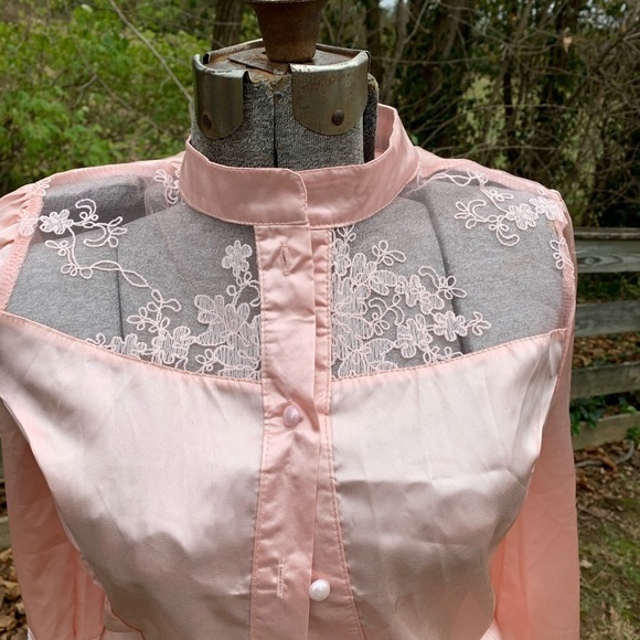 Sheer Lace Lingerie Top Peach Pajama Top Small - Picture 2 of 7